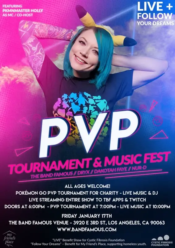 The first ever live-stream benefit music festival featuring the first ever Pokémon GO ranked PvP tournament for charity!