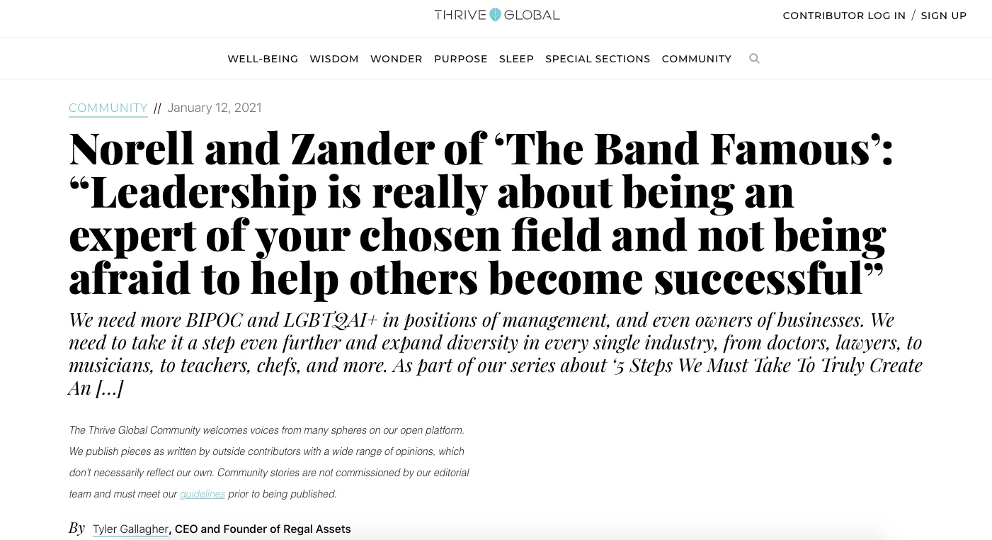 The Band Famous on Thrive Global